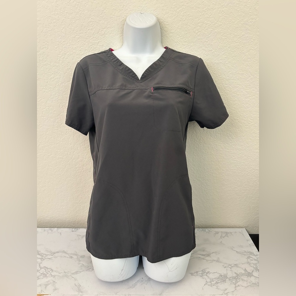 Scrubstar Womens Scrub Top XS Ethical Fabric Stretch Graphite Gray WM12T668A​